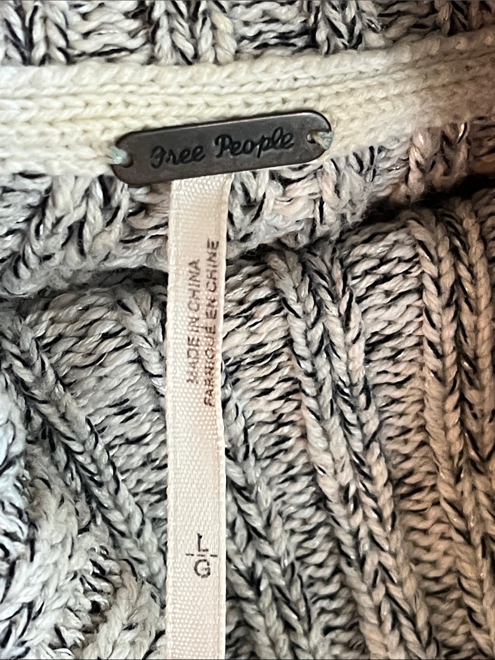 Free People Heathered Beige Turtleneck Sweater Women’s size Large - Picture 2 of 3